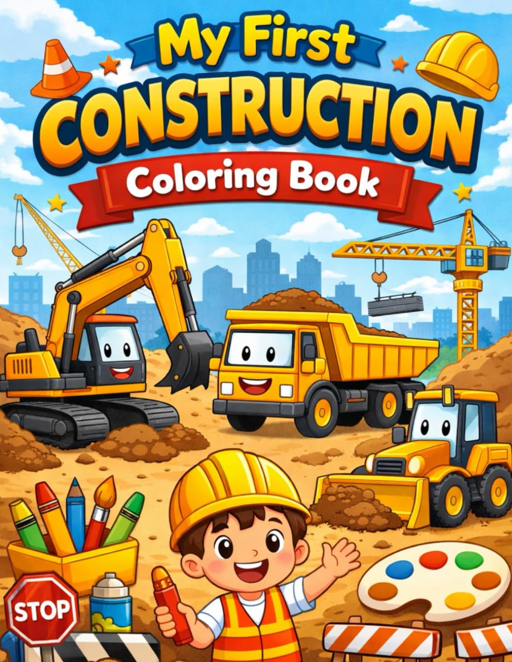My First Construction Coloring Book: Big Trucks and Construction Machines to Color for Kids Ages 3–7