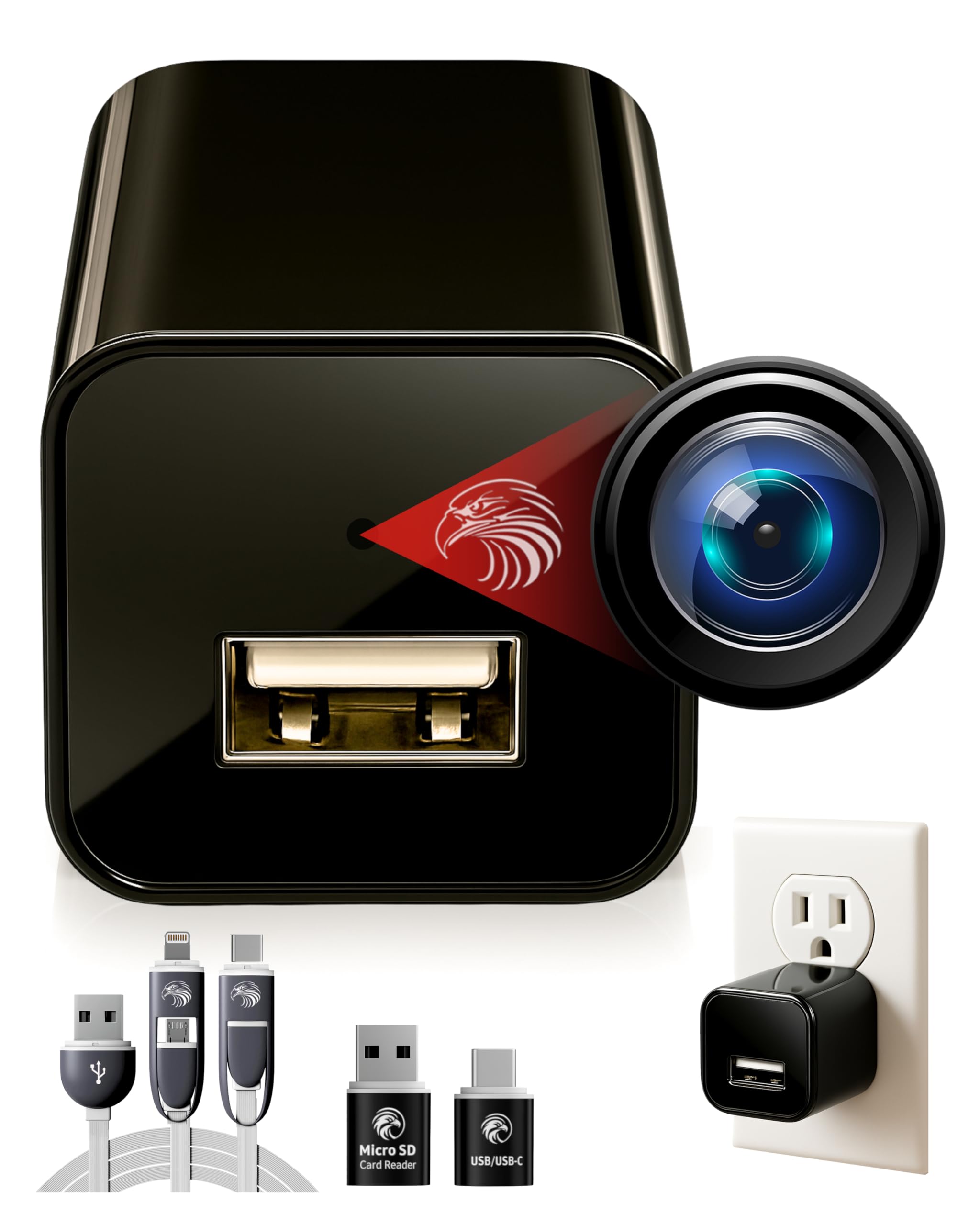 DIVINEEAGLE Charger with Full HD Dome Camera - Premium 1080p Cam with Motion Detection for Home Security