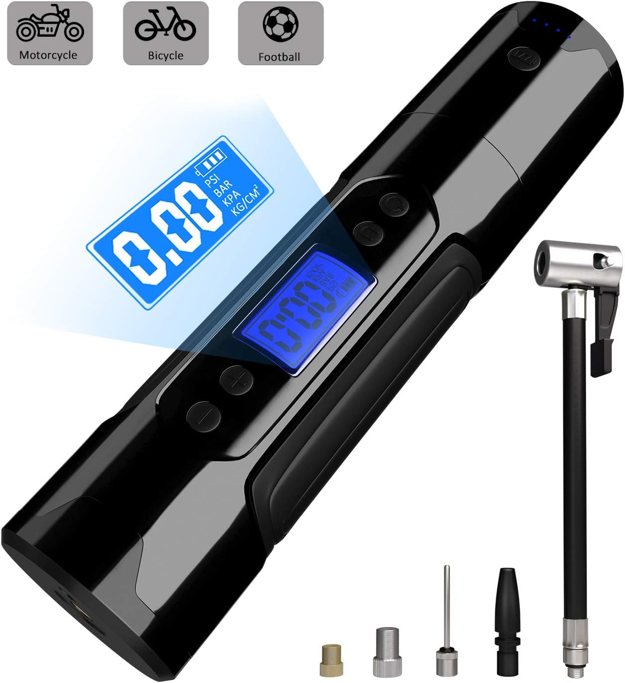 Beaspire Digital Tyre Inflator,150 PSI Electric Tyre Pump Air Compressor Digital Car Tyre Pump Portable with Adapter Set and LED Light for Car Mountain/Road Bike Balls Swimming Rings Toys