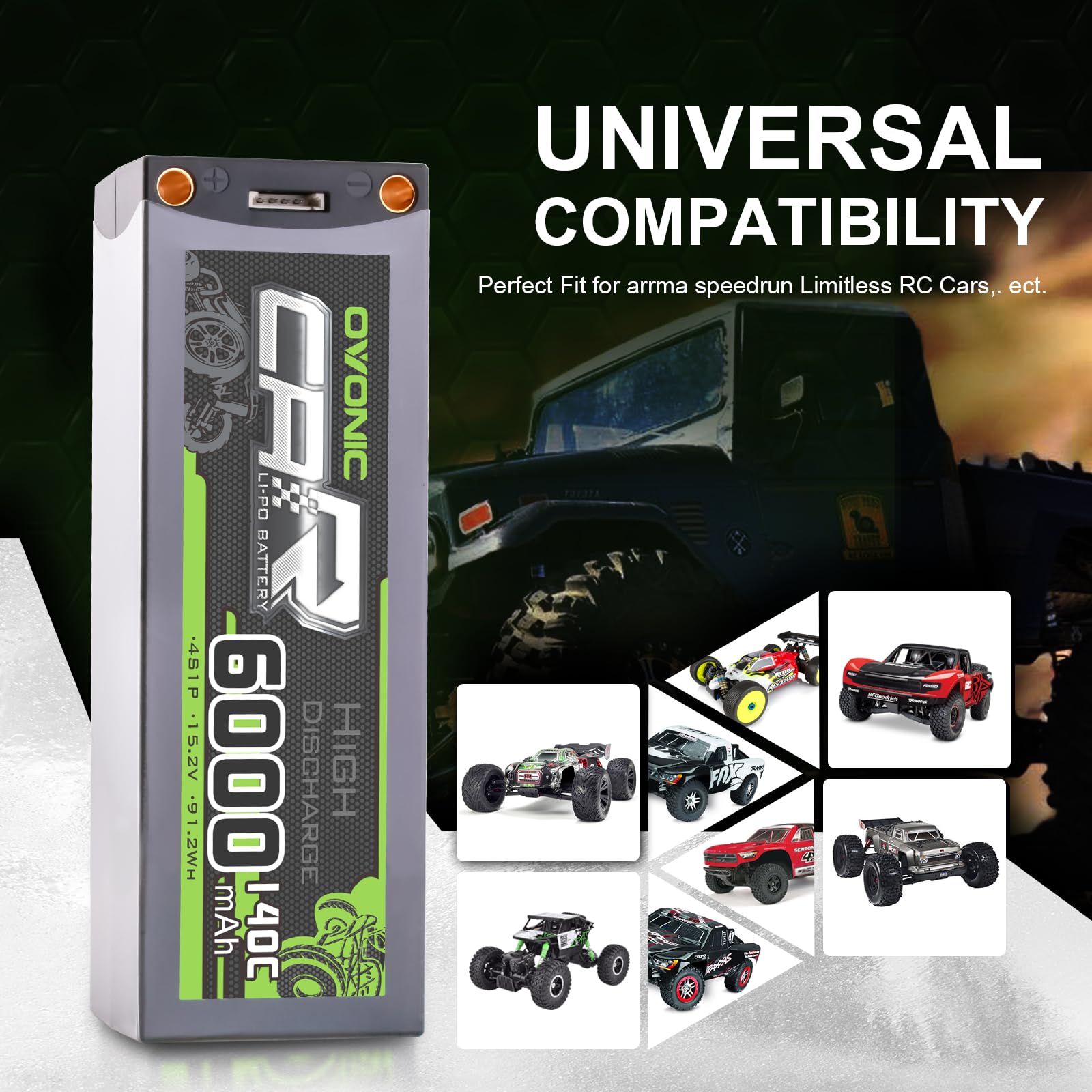 OVONIC Akumulator Lipo 4S 140C 6000mAh 14,8V Shorty Lipo z wtyczką EC5 do RC Car Monster Truck Crawler RC Hobby (2 szt.)