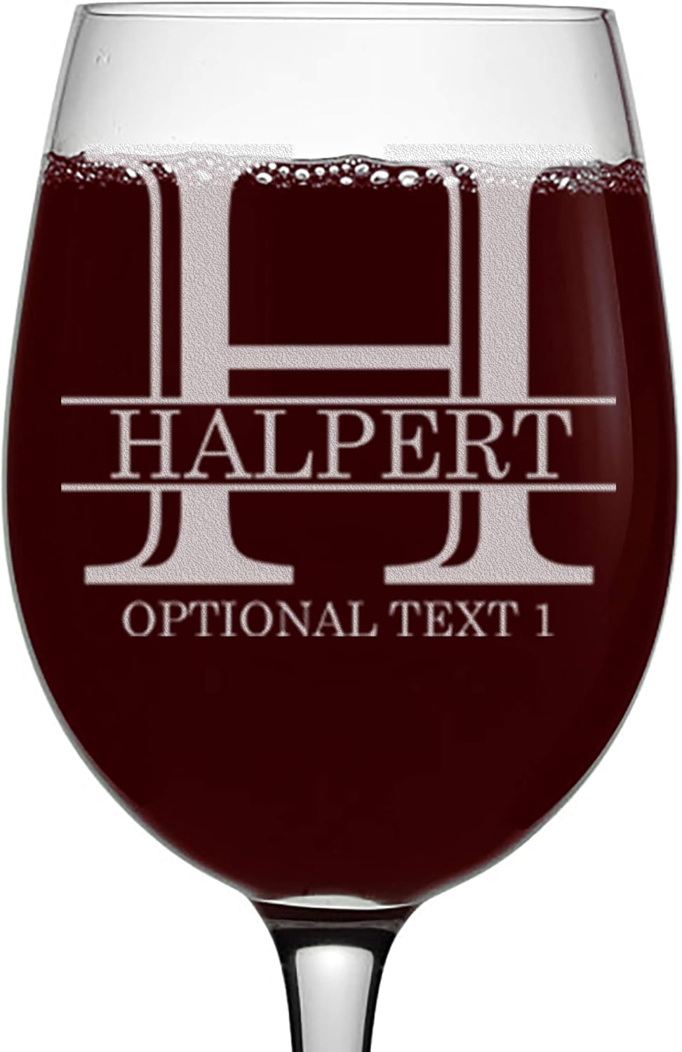 Personalized Mothers Day Etched 16oz Stemmed Wine Glass, Wine Gifts for Women, Customized Mum 40th Birthday Gift, Custom Mom Engraved Gifts, Anniversary, Halpert Monogram