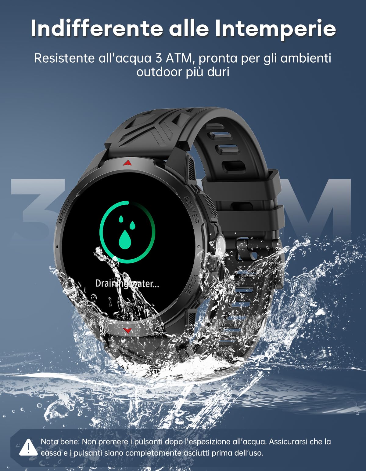 Smartwatch Uomo - 1100mAh/30 Giorni Batteria Lunga Durata, 1,7'' Orologio Smartwatch Militare con Torcia/Bussola/Impermeabile 3ATM/Cardiofrequenzimetro/SpO2/Sonno per Android iOS, Nero