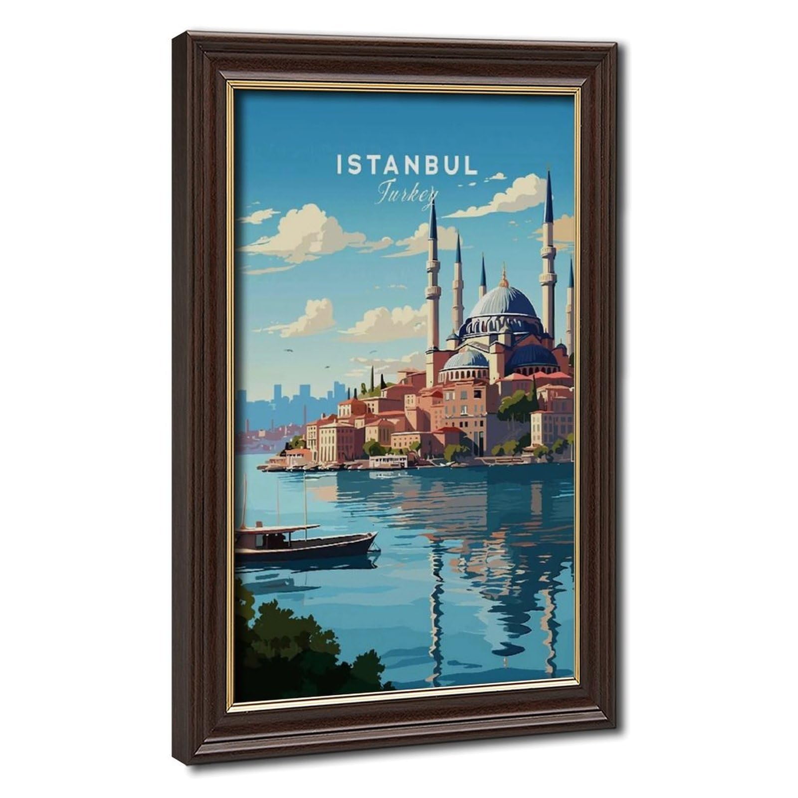 Bareronor Mokume Gane Frame-Style Istanbul Canvas Poster For Office Decor Gift