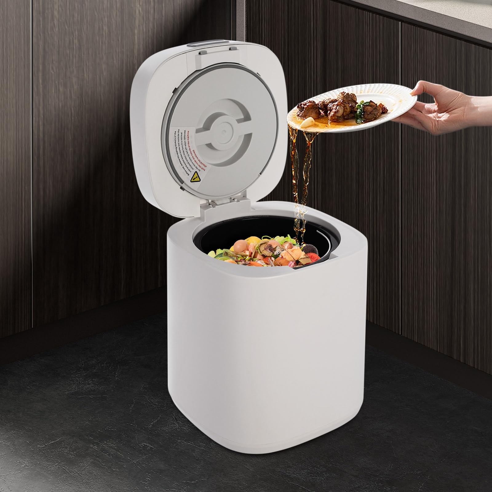 Electric Kitchen Composter 2.5L Smart Compost Bin Indoor Countertop Composting Machine with LED Display, Activated Car bon Odorless, Turn Food Waste and Scraps into Fertilizer for Garden Plants