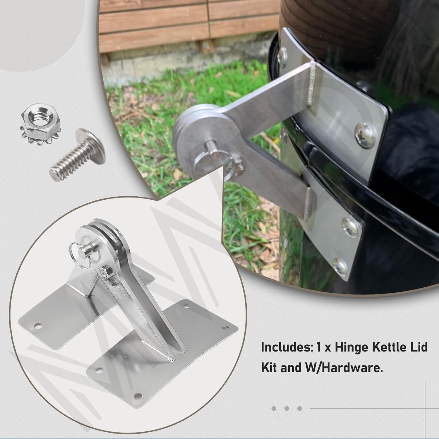 Stainless Hinge Gasket Kit Compatible with Weber Smokey Mountain WSM Smoker Grill 18.5 22.5 Smoker G-rill One Touch BBQ Quick Release ​- Let The lid Connect to The Grill