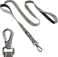 TuffPupper Heavy Duty Double Handle Dog Leash - Reflective 6ft for Large Strong Dogs, Twist Lock Carabiner