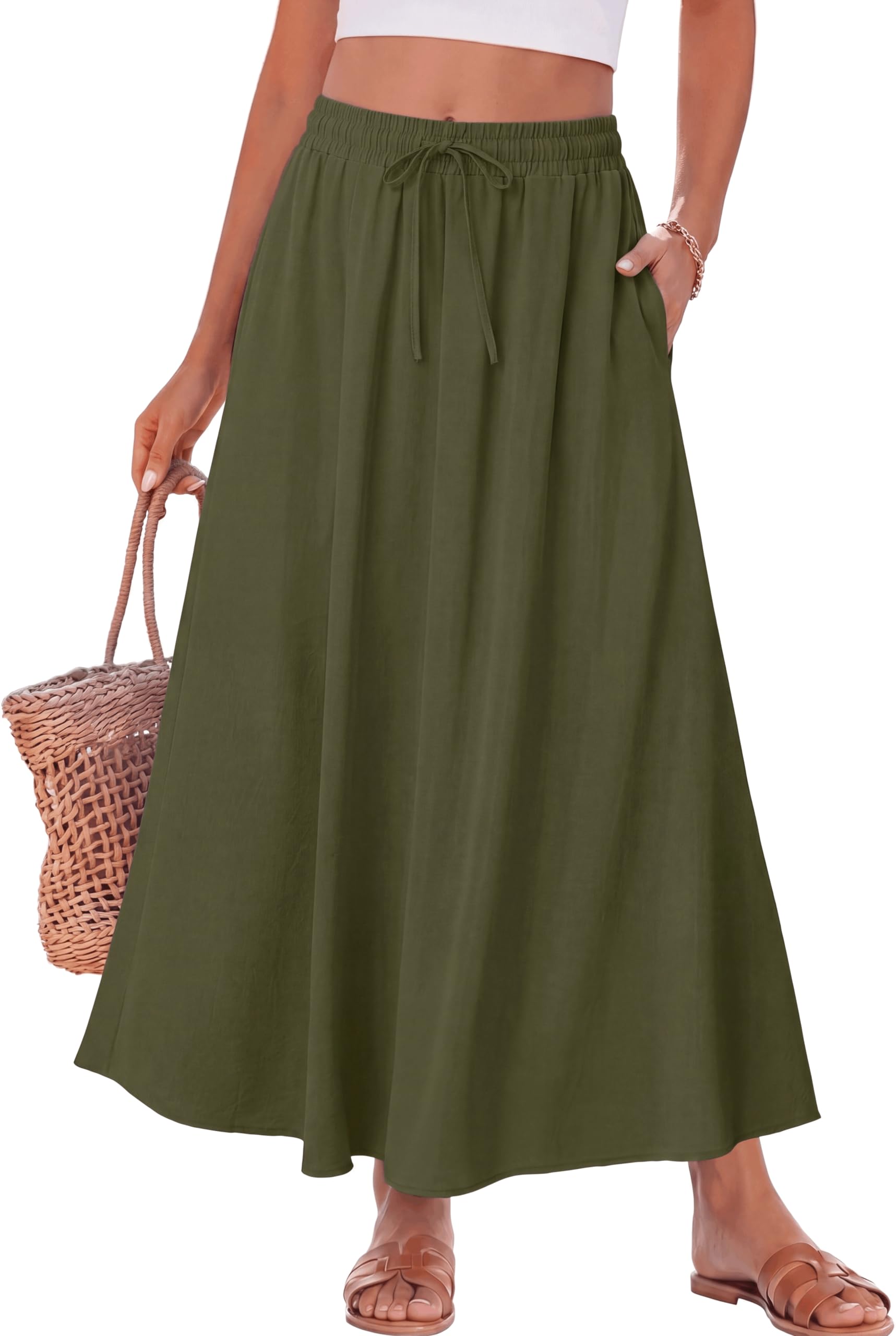 LEPUNUO Womens A-Line Maxi Skirt