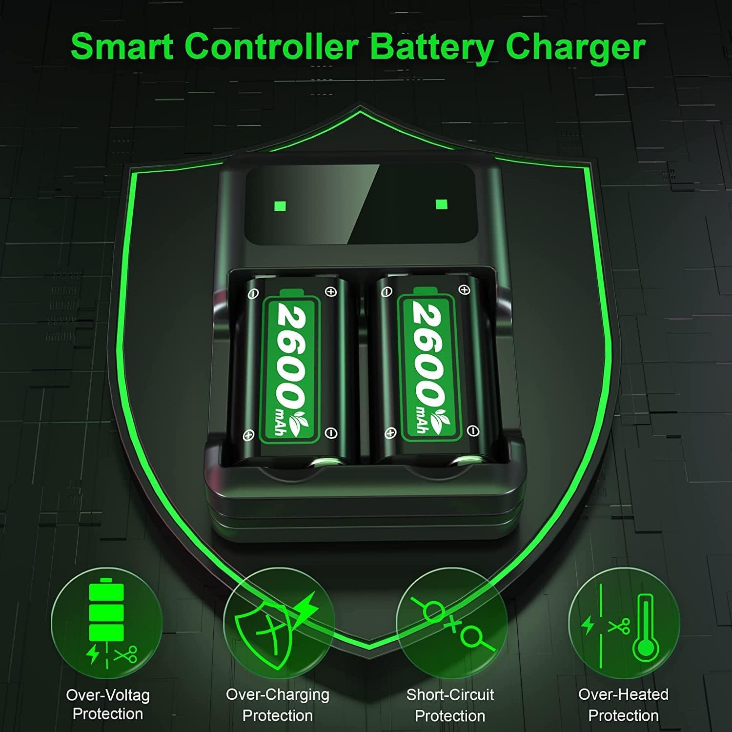 Batería para Xbox One/One S/X/Xbox Series X/S, 2.5 Horas de Carga Rápida, 2 * 6200mWh(2600mAh) Batería para Xbox Series X/S/Xbox One/One S/X/One Elite