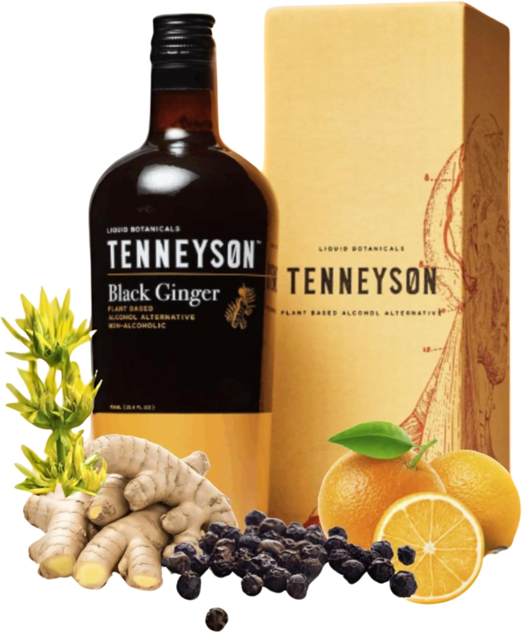 Non-Alcoholic Aperitif - Black Ginger - Alcohol Free Spirit - Cocktail Mixer - Low Sugar - Low Calorie - No Caffeine - Gluten-Free - No Artificial Flavors (750mL)