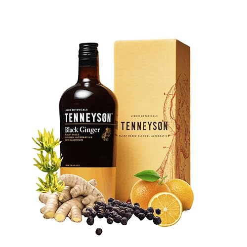 Tenneyson Aperitivo sin alcohol, jengibre negro, alcohol sin alcohol, mezclador de cóctel, bajo en azúcar, bajo en calorías, sin cafeína, sin