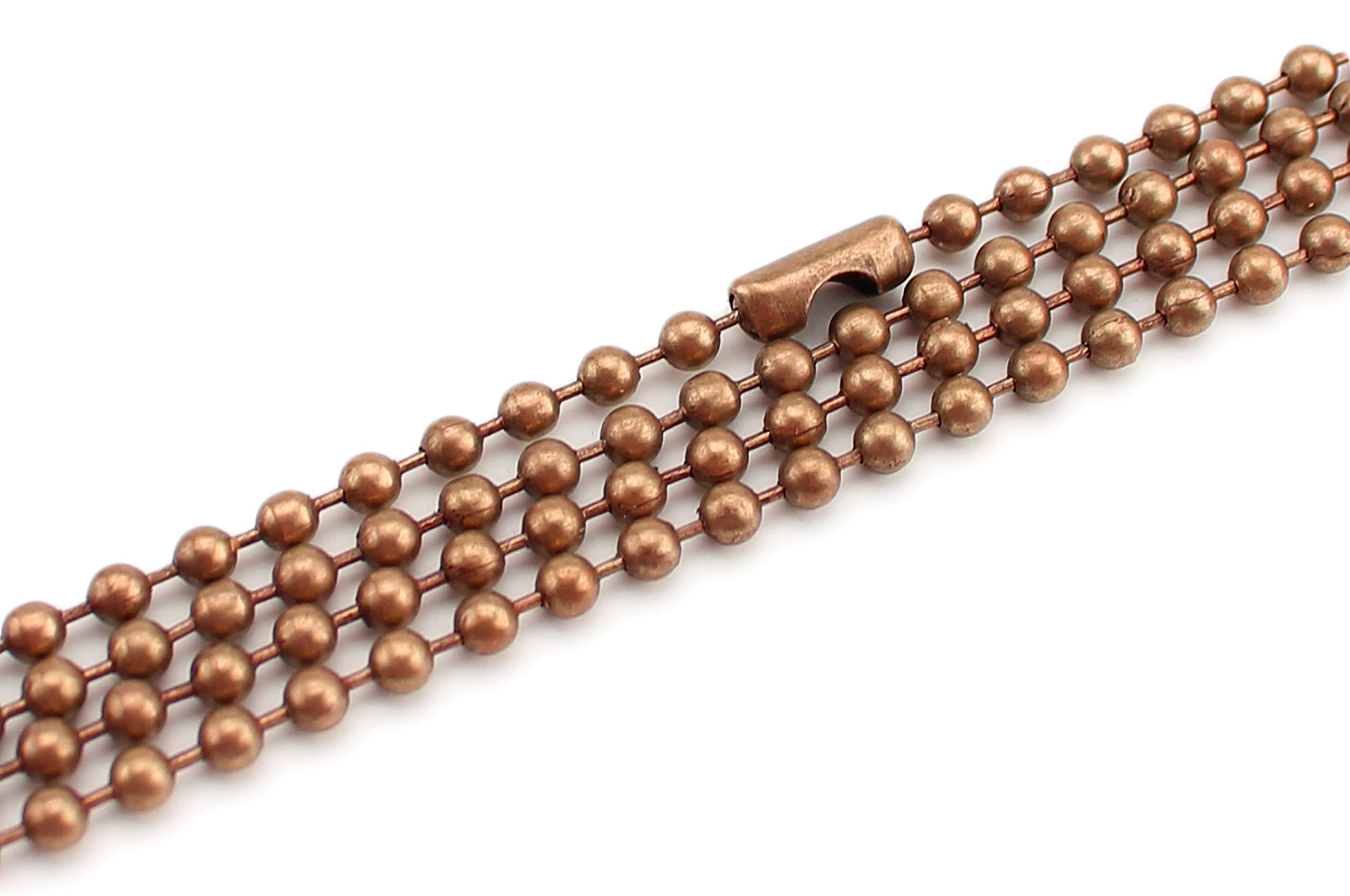 CleverDelights 2.4mm Ball Chain Necklaces - Antique Copper Color - 50 Pack - 24