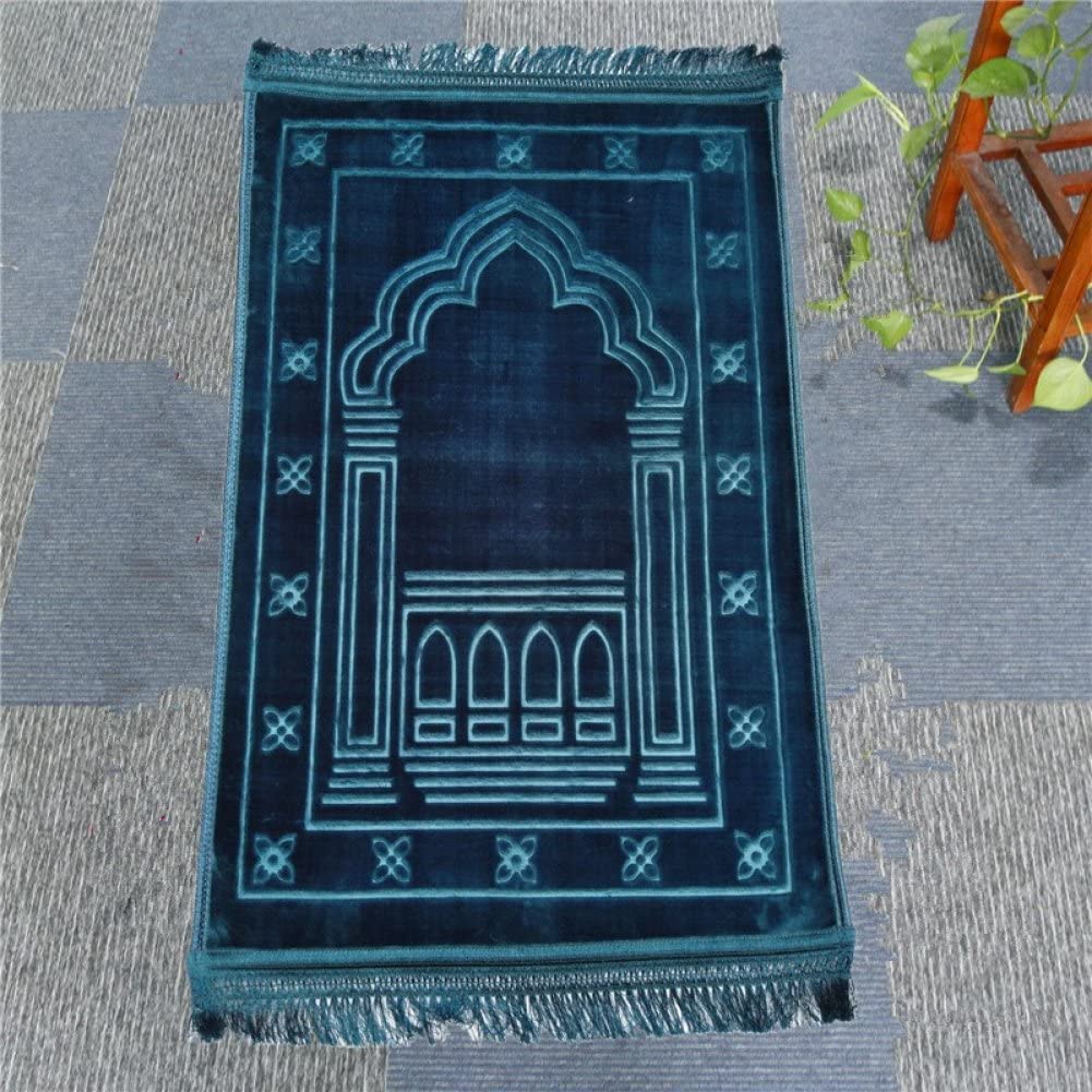 Przenośny dywanik modlitewny, koc, mata modlitewna, muzułmański 80x120cm islamskie tureckie dywaniki dywan islamski przenośny(Navy Blue)