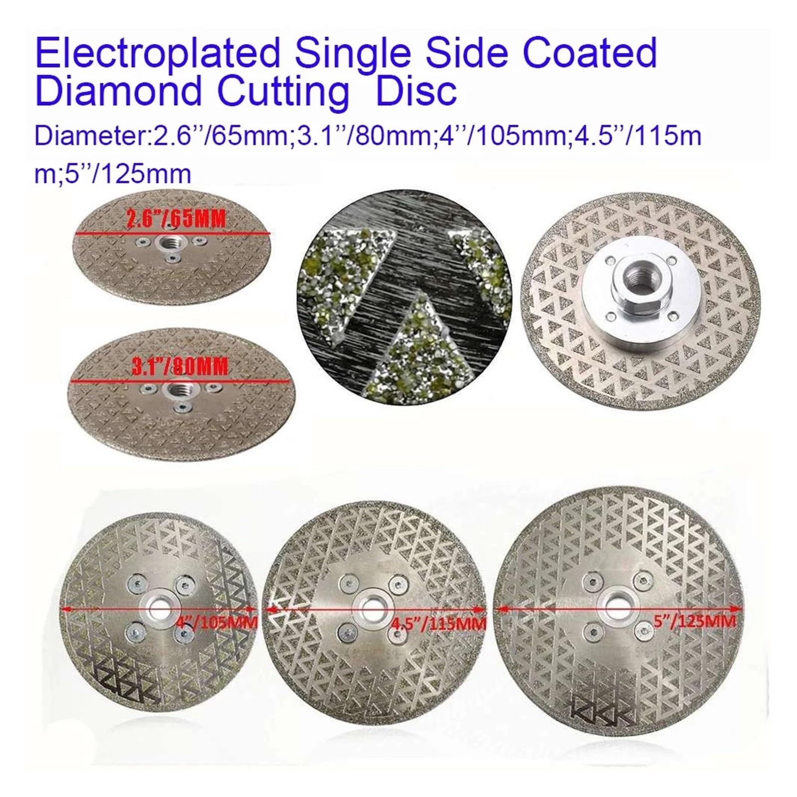 Płyty ścierne,koła ścierne, ścierniki kątowe， Diamentowa tarcza szlifierska do cięcia tarczy szlifierskiej 65 mm/80 mm/105 mm/115 mm/125 mm do ostrzenia płytek porcelanowych, marmuru, granitu(150xM14)