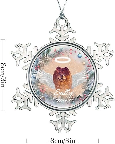 Miniatura 4 de Adorno navideño de copo de nieve  Chow Chow Chow con alas de perro en el cielo, adornos de Navidad para árbol, conmemorativos personalizados, ángel,