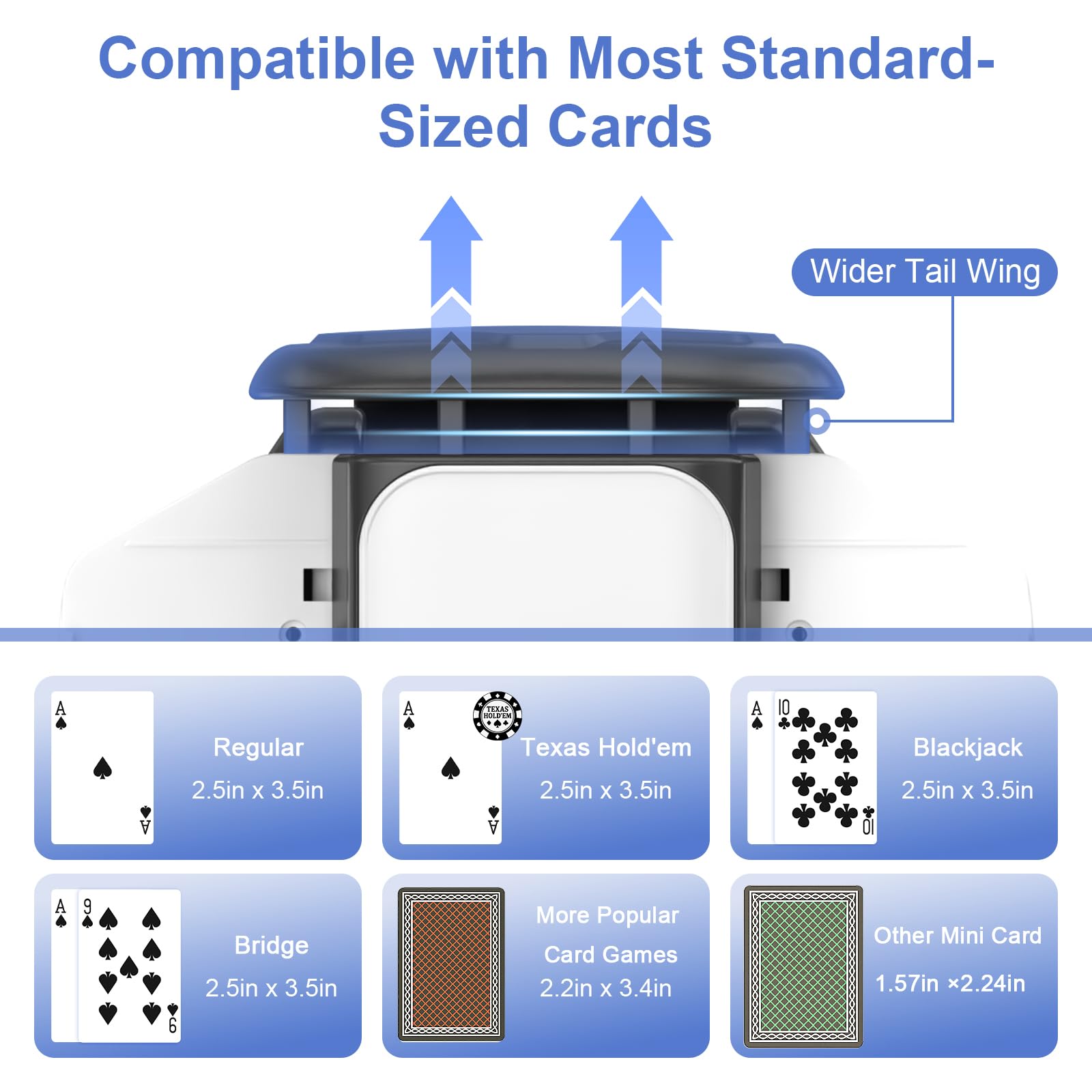 Mélangeur de carte Automatique 2600mAh Rechargeable Mélange Automatique avec Arrêt Auto | Modes Auto/Manuel Silencieux Pour 1–2 Jeux de Cartes, Compatible avec Poker, Blackjack (Noir et blanc)