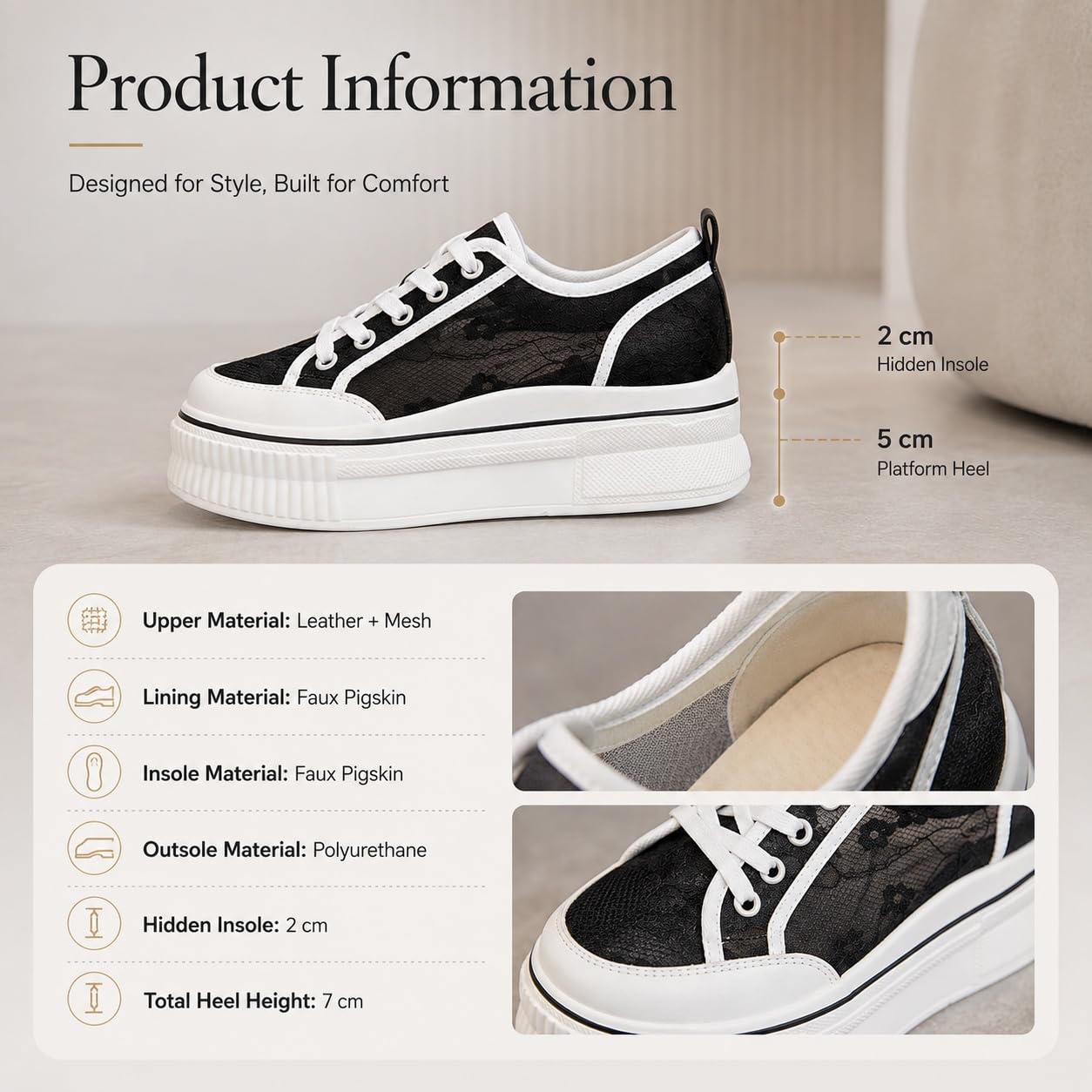 ENEN Zapatillas Mujer Encaje