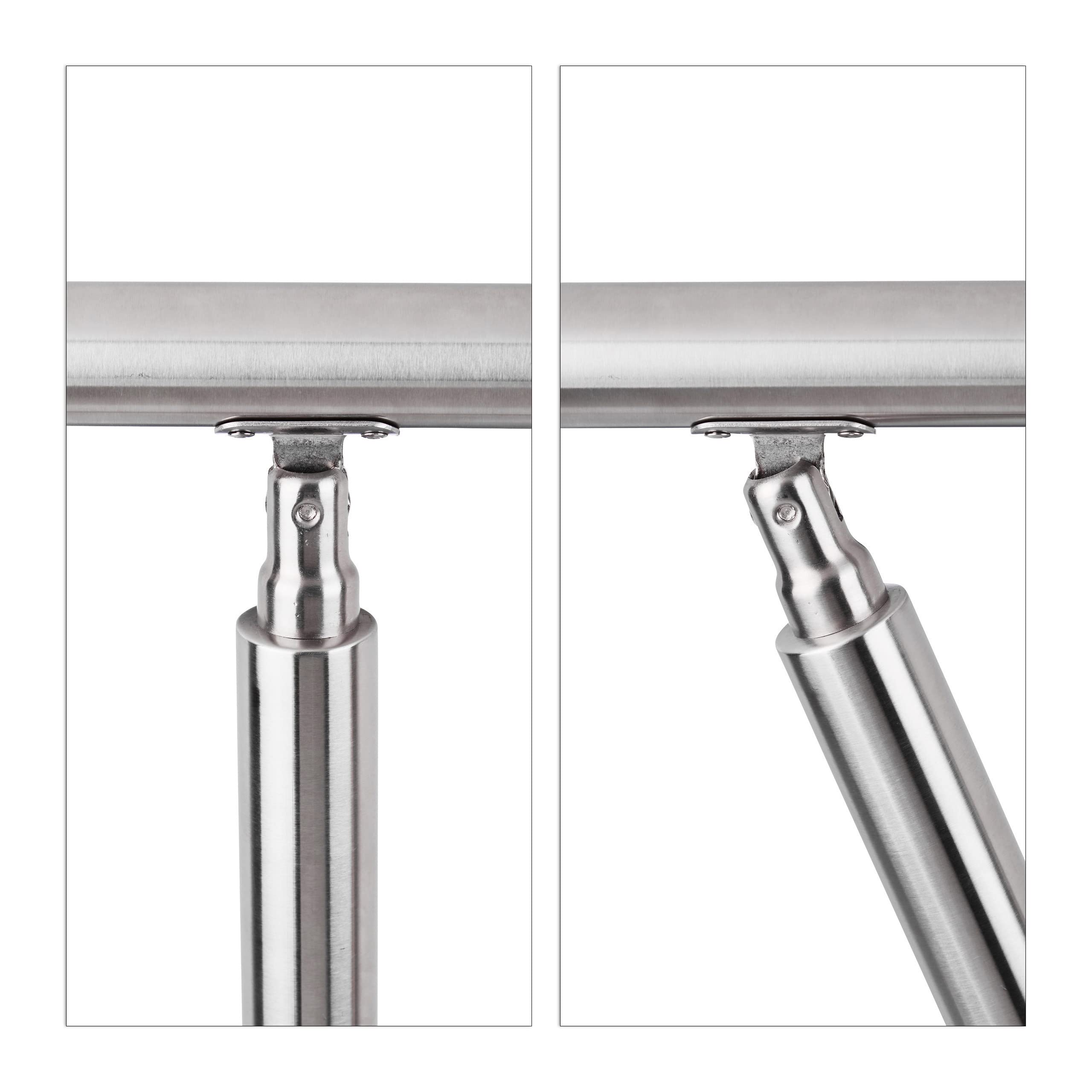 Relaxdays Treppengeländer Edelstahl Set, für Innen und Außen, Handlauf, 1,0 m lang, 2 Pfosten, ohne Querstreben, silber