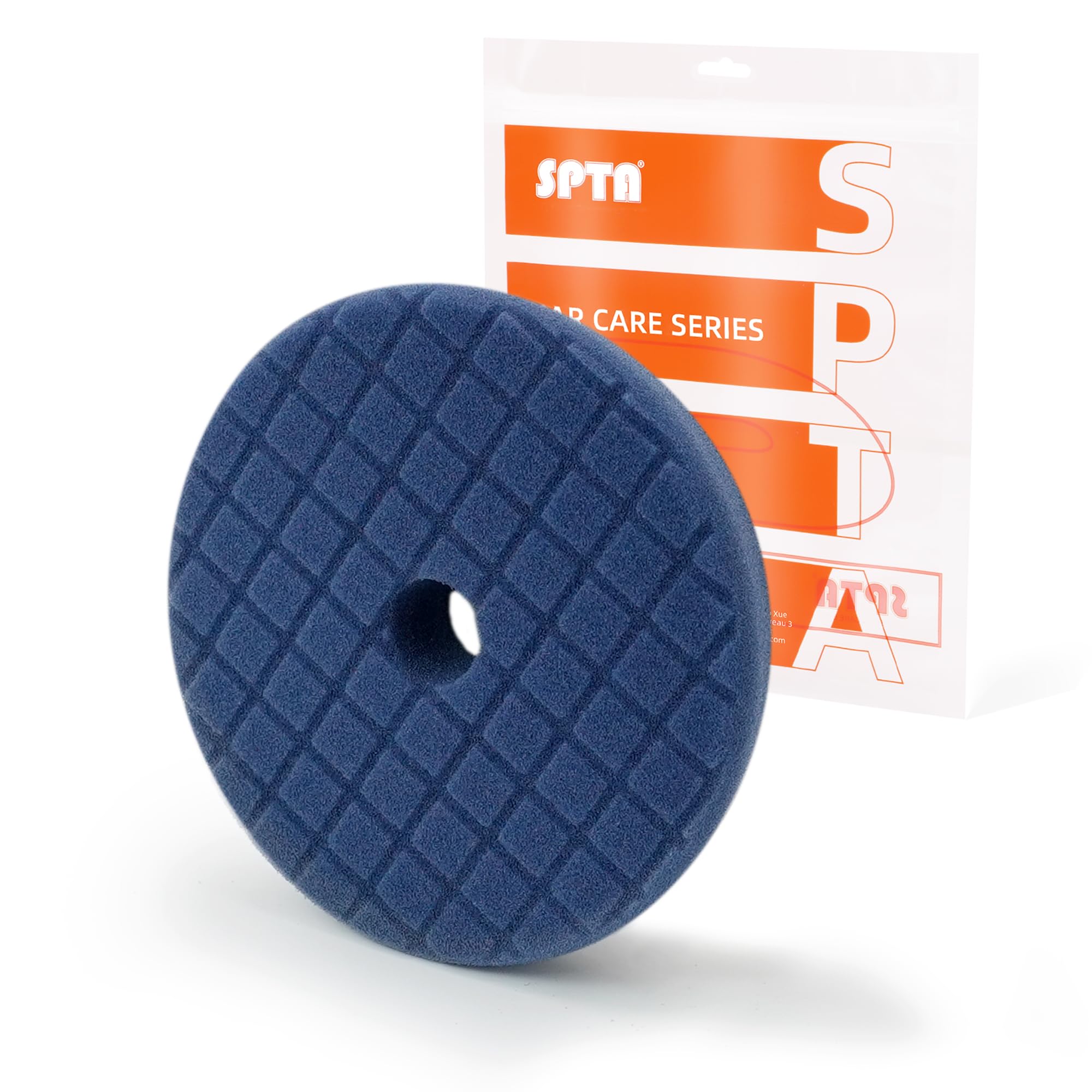 SPTA RPO Blue Moderate-Cut Foam Polishing Pads, 1Pc 3 Inch 80mm Backing Plate Compound Buffing Polishing Sponge Pads for Car Buffer Polisher Compounding, Polishing and Waxing -SF302