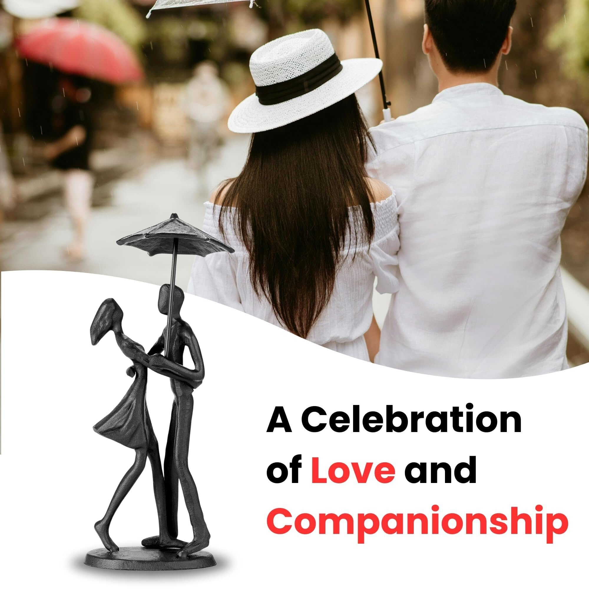 Regalos de inauguración Estatuillas románticas de Las estatuas y esculturas del Amor Bronce la decoración casera Moderna Arte Metal Decoración única(Under Umbrella)