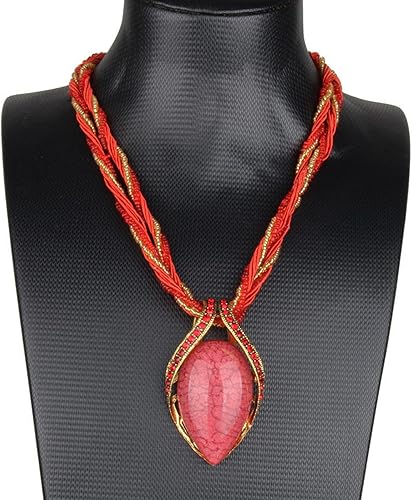 Miniatura 3 de BG&WLing Collar bohemio retro vintage para mujer, estilo bohemio, lágrima, turquesa, diamantes de imitación, collares con colgante, joyería de moda