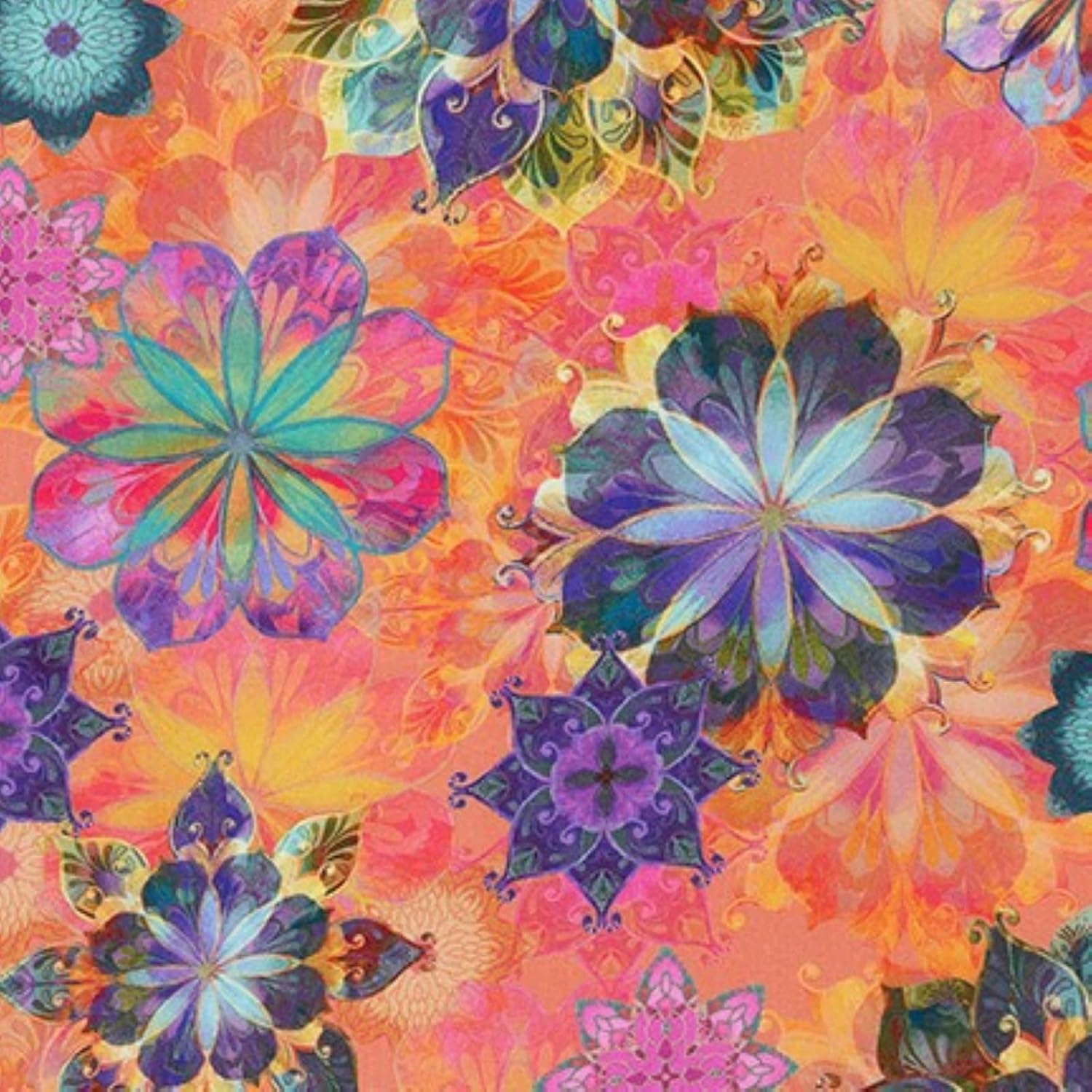 Robert Kaufman Venice by Christiane Marques AQSD 19719 143 Coral Flowers