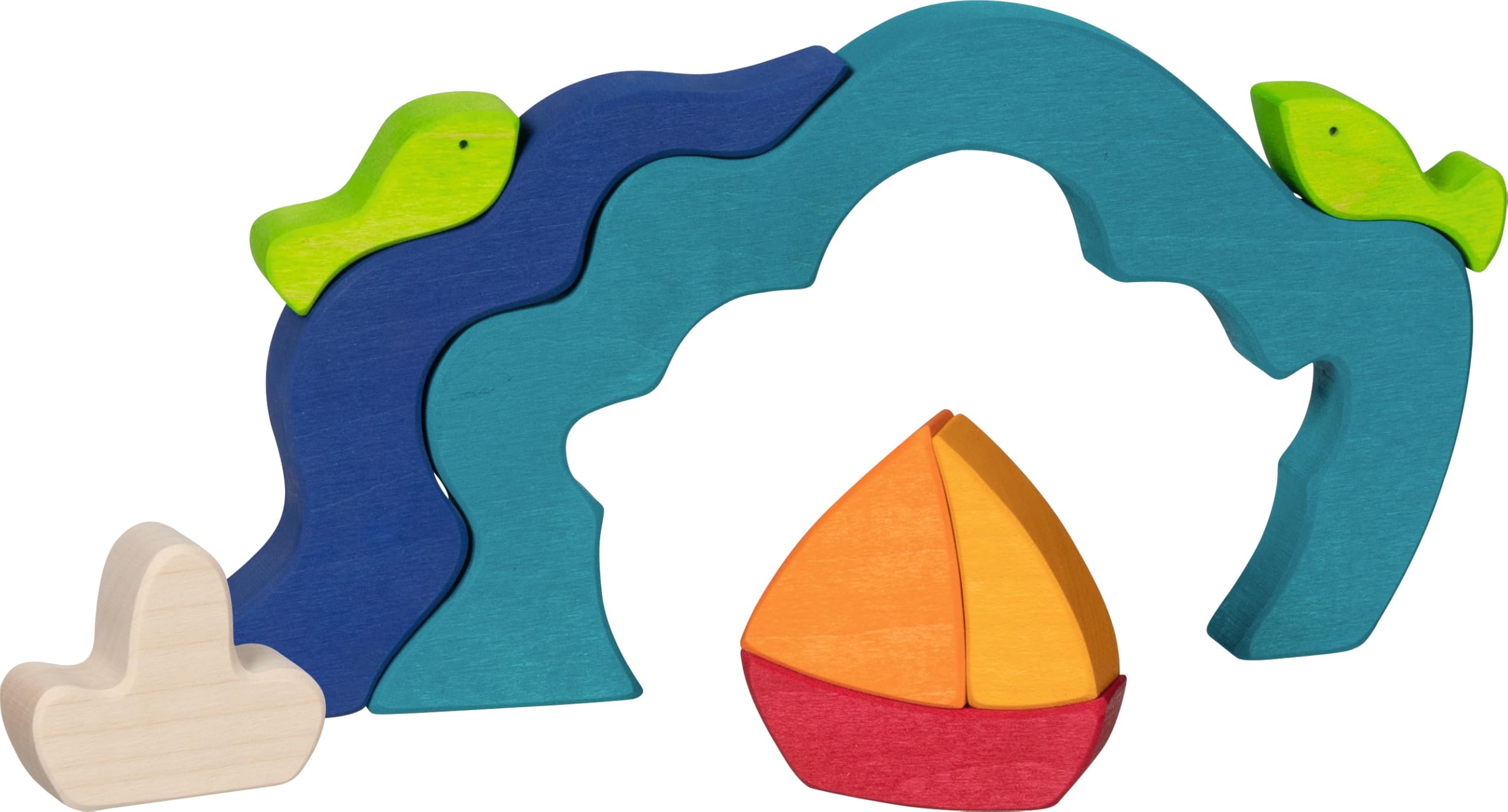 goki 58362 - Bausteine Ozean aus hochwertigem Ahornholz Evolution - Bunte Farben auf Wasserbasis - fördert die Kreativität und Fanatsie - Made in EU
