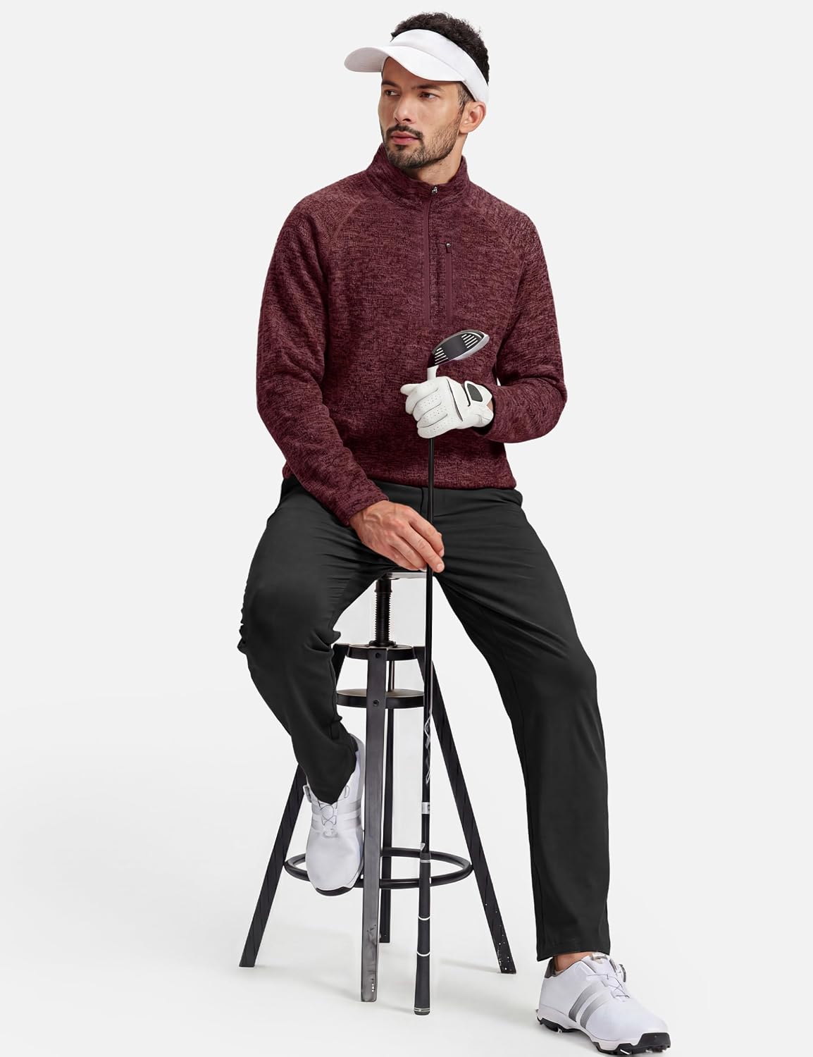 TACVASEN Men's Quarter Zip Pullover Long Sleeve Thermal Fleece Sweater Lightweight Casual Golf Sweatshirt with Zipper Pocket