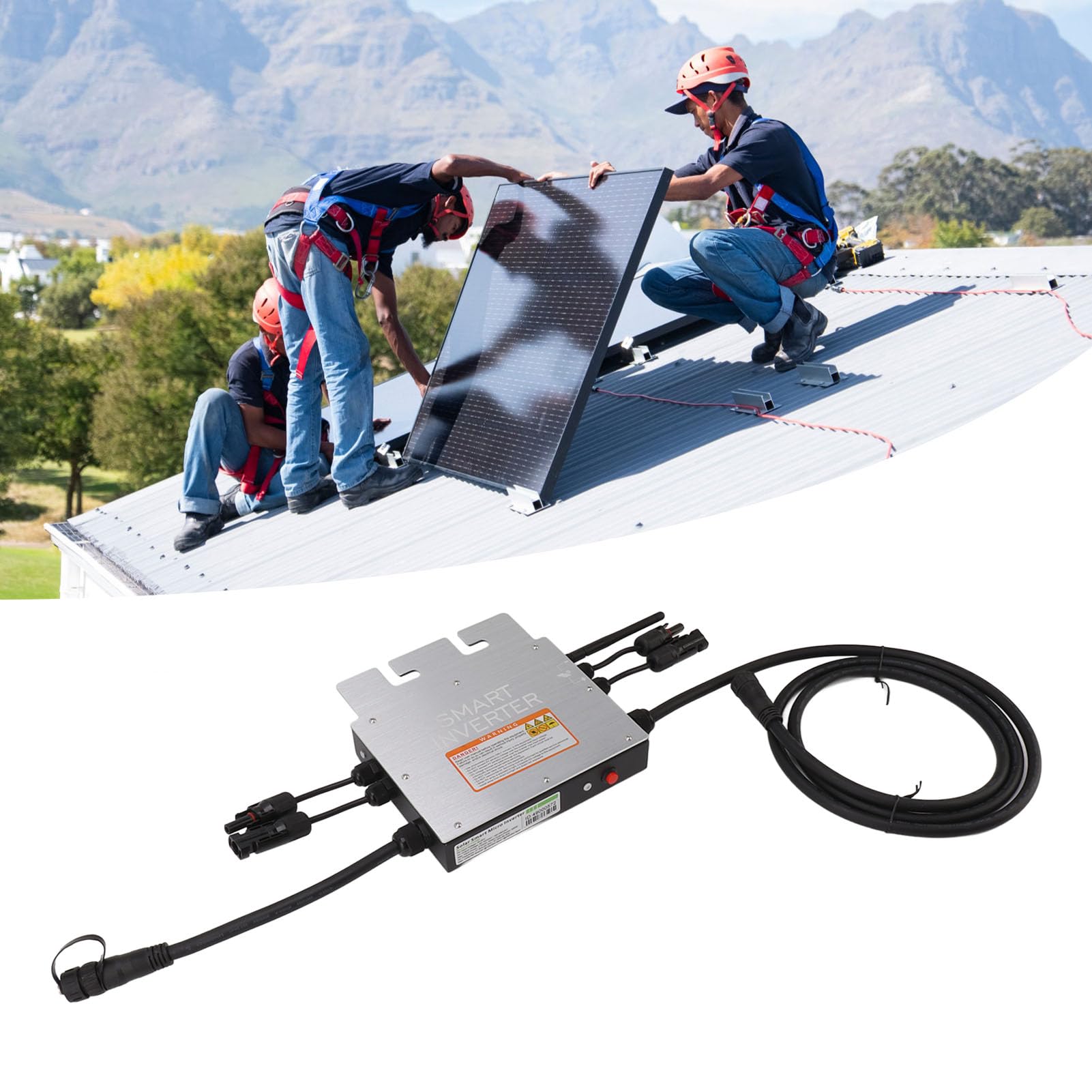 Mikroinwerter do Sieci Słonecznej, Inwerter Solarny Podłączony do Sieci Wi-Fi ze Stopu Aluminium 1000 W AC120 AC 230 V, 2,4 G Bezprzewodowe Monitorowanie W Chmurze Ochrona Wyspowa Domowego