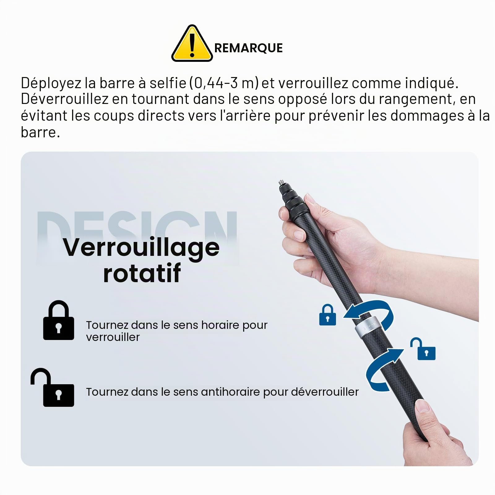 CAMOLOGEEK Perche à Selfie Invisible 3,0m/118 en Fibre de Carbone avec Montage 1/4" pour GoPro Hero 13, 12, 11, 10, 9, 8, DJI Osmo 360 Action 5 Pro 4 3 Insta360 X5, X4, X3