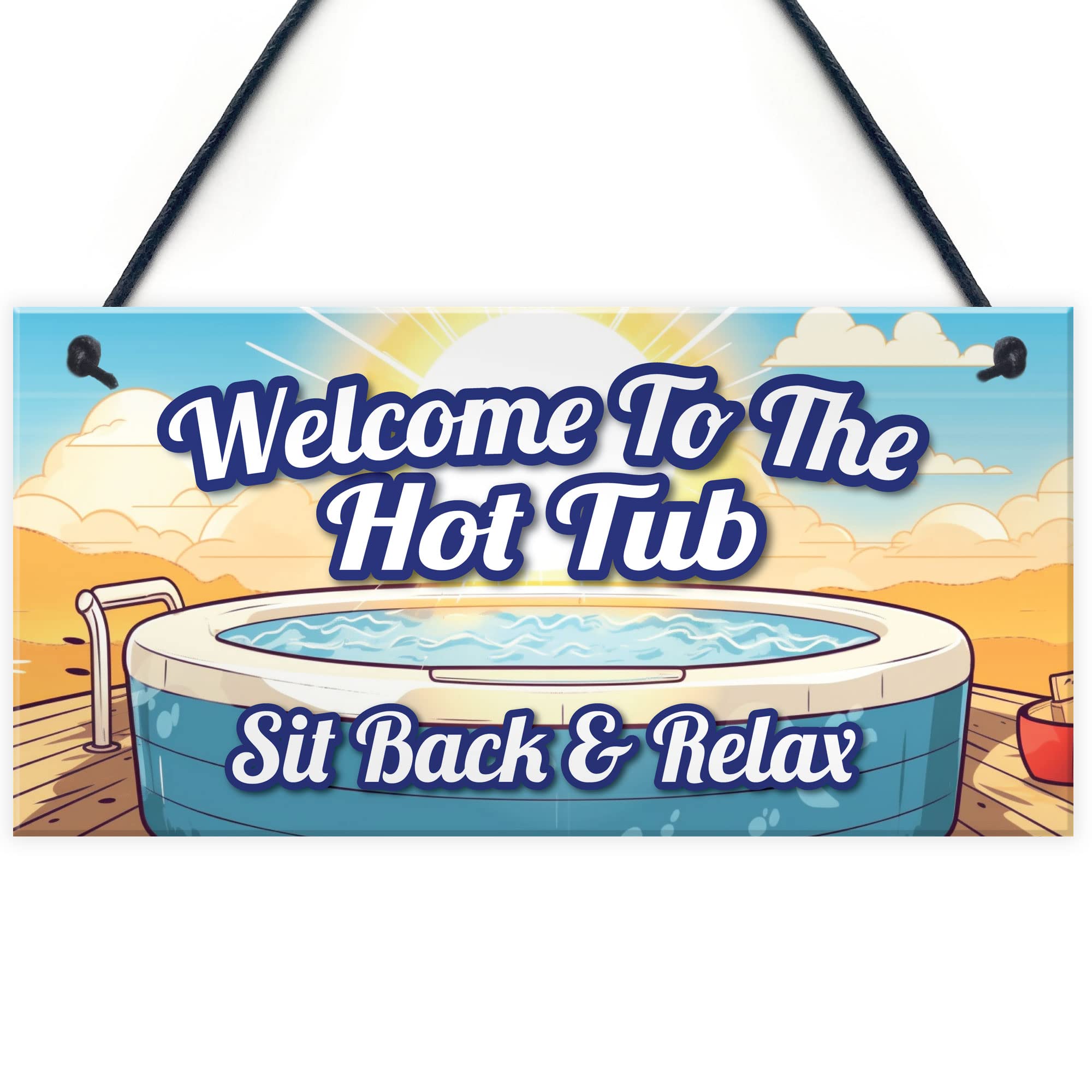Red Ocean HOT TUB SIGN Hanging Shed Sign Summerhouse Plaque Welcome To Our Hot Tub Sign For Garden Outside Home Decor Gift For Men Women