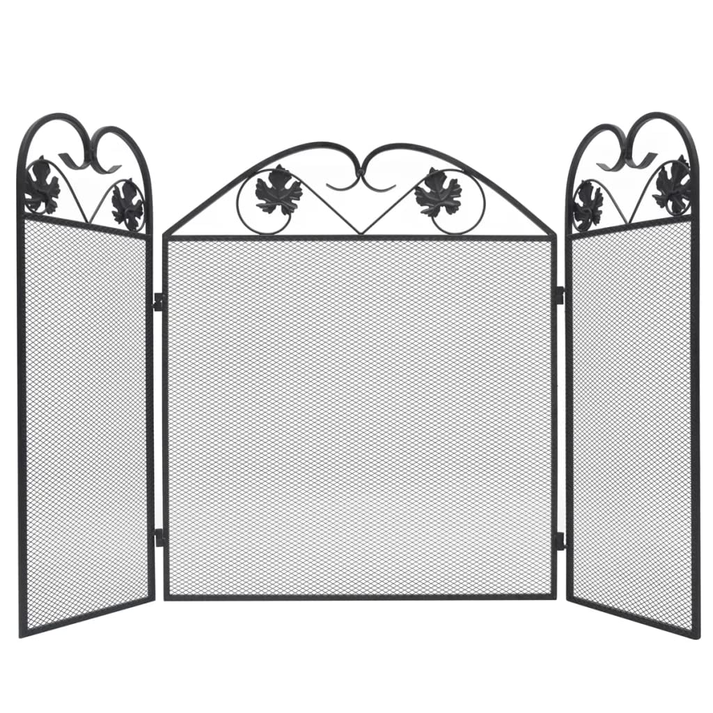 Schermi per Caminetti di Guardia Camino schermo pieghevole nero in ferro battuto in ferro canina camino schermo elegante decorazione della casa di scorrimento Accessori per Caminetti in Rete Decorativ