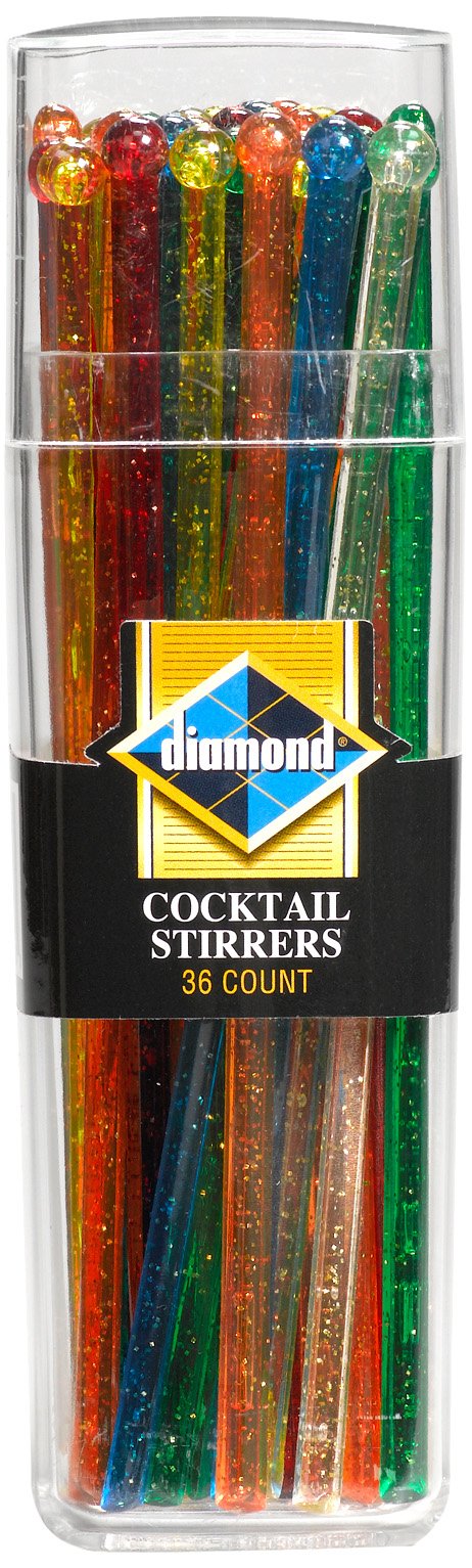 36-ct DIAMOND COCKTAIL PLASTIC STIRRERS