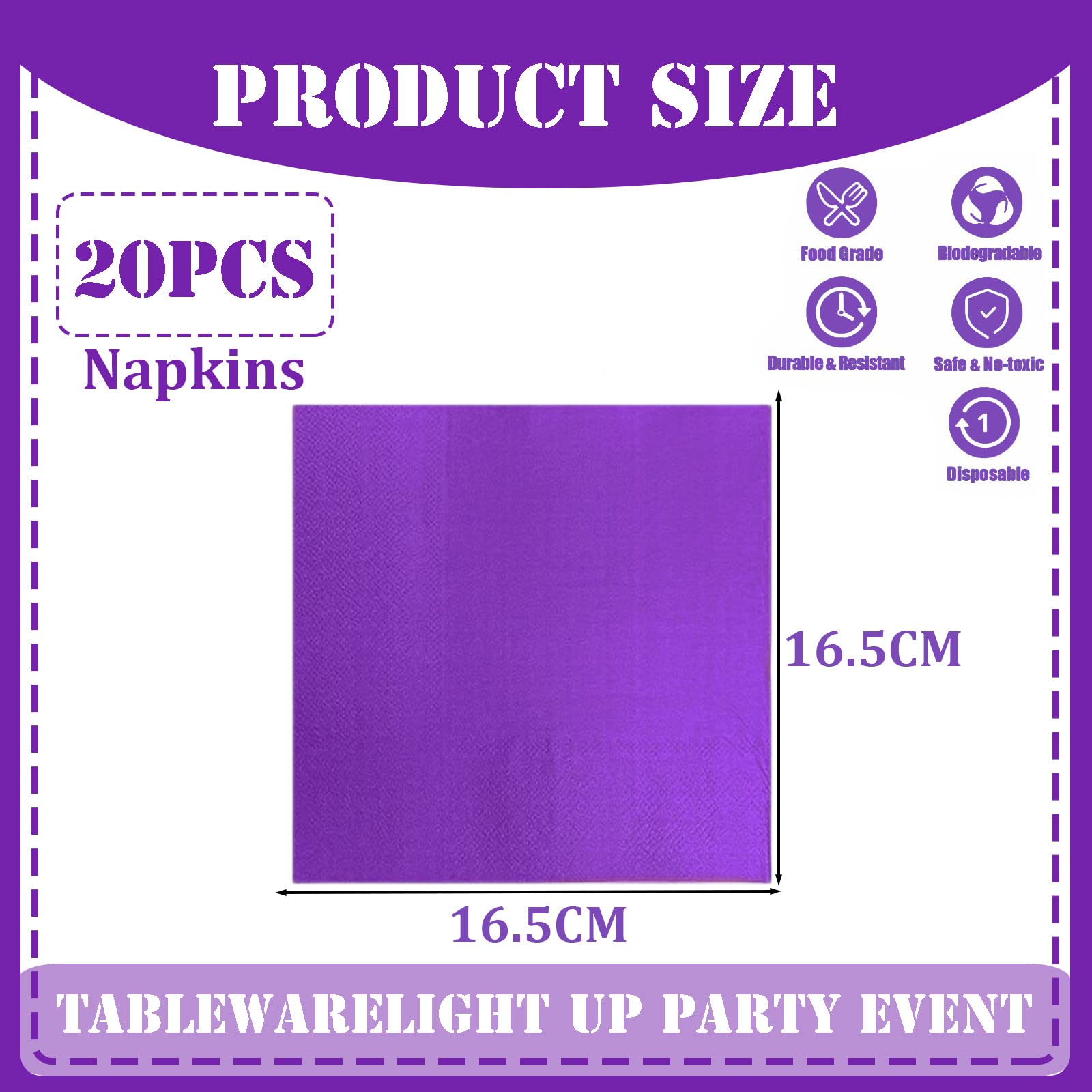 3-lagige Getränke-Servietten, Violett, 20 Stück Pro Packung – Saugfähige Papierservietten Für Partys & Feiern