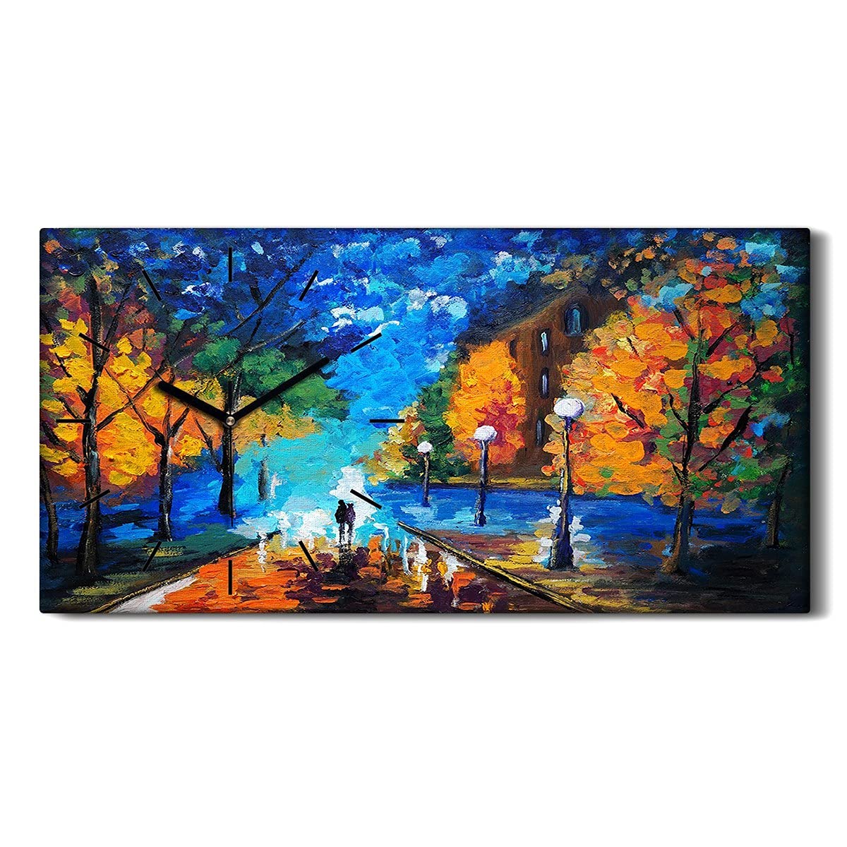 Horloge sur Toile d'Art Moderne Coloray - Impression Haute Définition Paysage Automne 60x30
