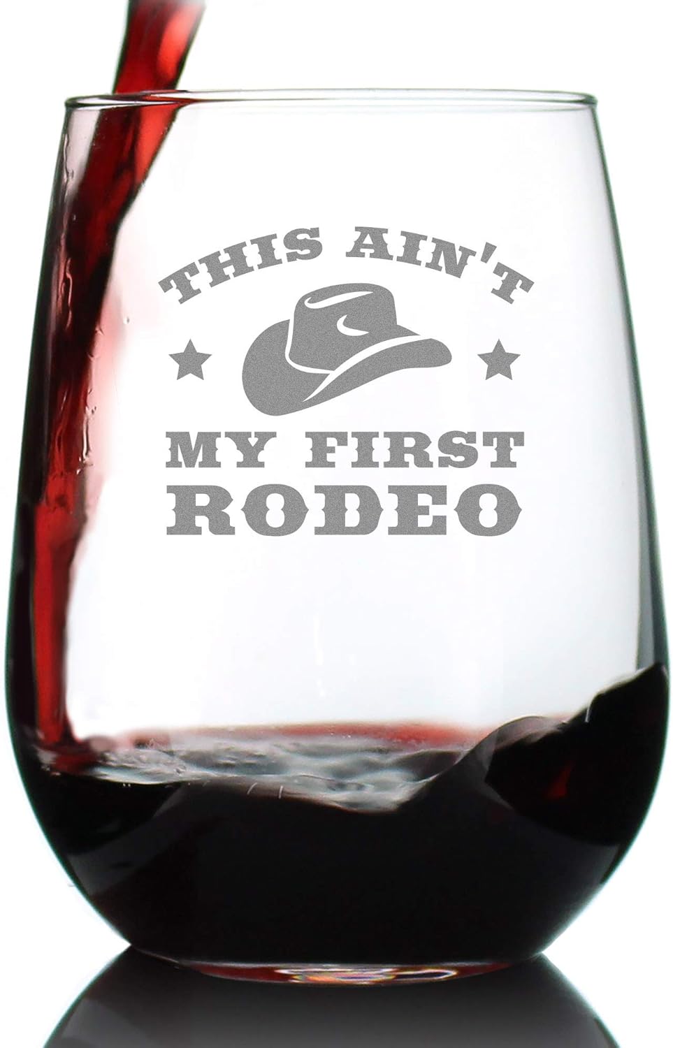 Ain't My First Rodeo Stemless Wine Glass - Funny Cowboy or Cowgirl Gifts for Men & Women - Set of 2 - Fun Unique Party Decor Cup