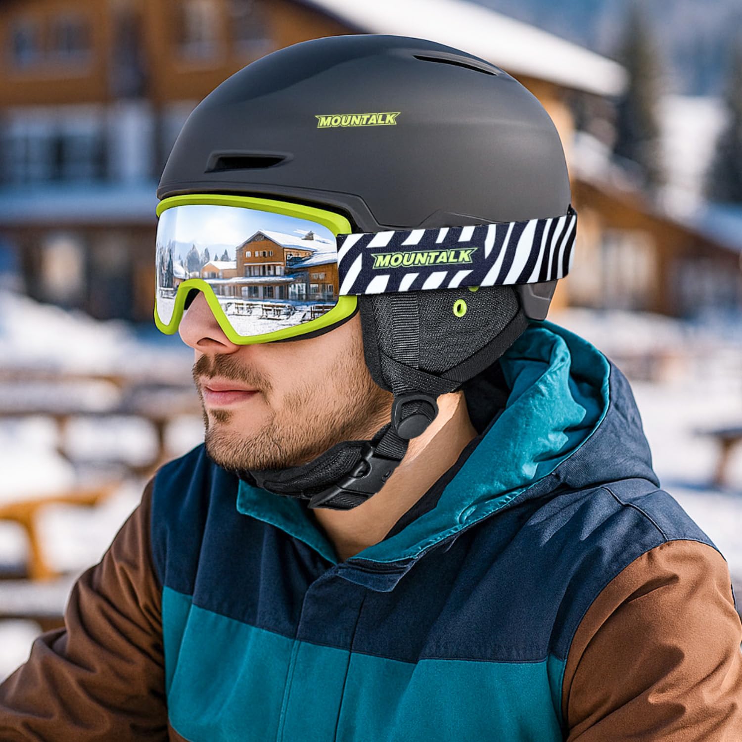 Casco de esquí con gafas de esquí para hombres, mujeres y niños, ajuste ajustable, ligero, perfecto para jóvenes, adultos y niños, esquí/snowboard