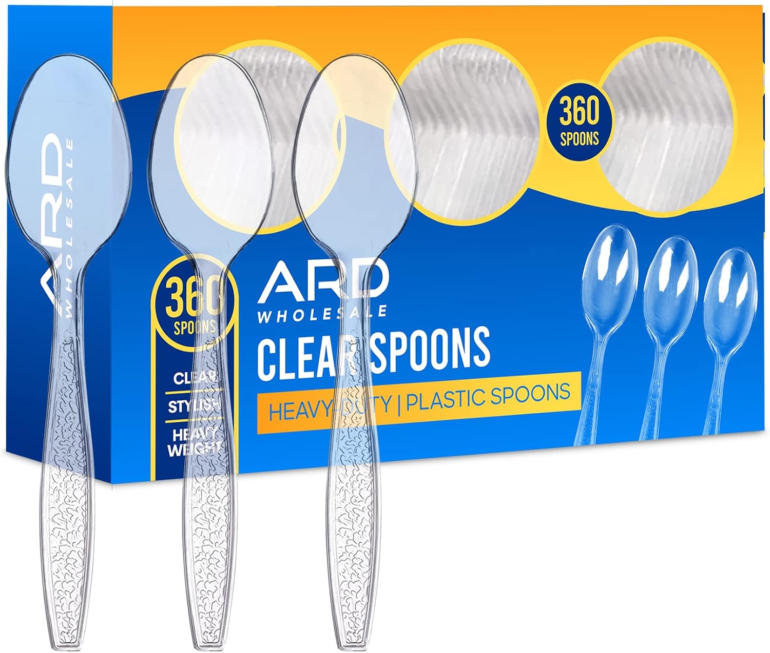 Ard Wholesale 360 Count Plastic Spoons Clear Extra Strong