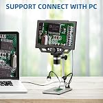 Koolertron 9 inch LCD Digital Microscope with 32G TF Card,12MP 1600X Magnification 1080P USB Microscope,5000mAh Battery,10 inch Stand with Side Light Coin Microscope for Plant/Rock/Circuit Board/Coin