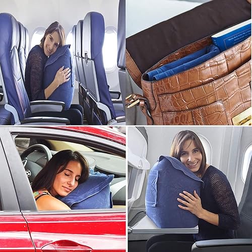 Miniatura 3 de SkyRest Almohada de viaje inflable para reposacabezas y cuello almohadas de siesta con diseño patentado portátil para aviones autobuses autos trenes