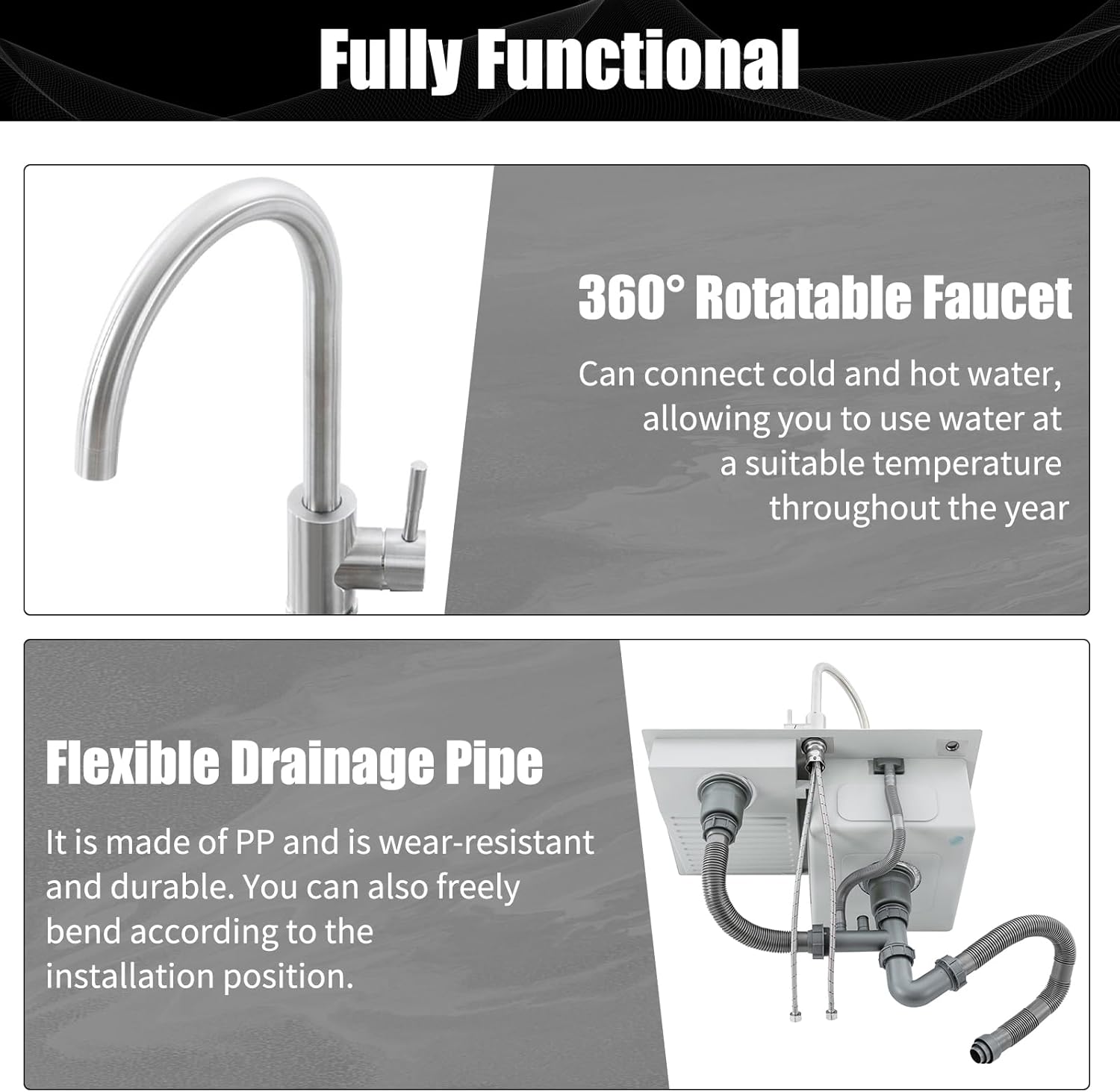 2 Basin Laundry Sink Household with Utility Sink with Washboard and faucet Stainless Steel Sink for Laundry Rooms Bathrooms Garages Basements, Drop-in, Top-mount, or Under-mount, 23.6x18.9in