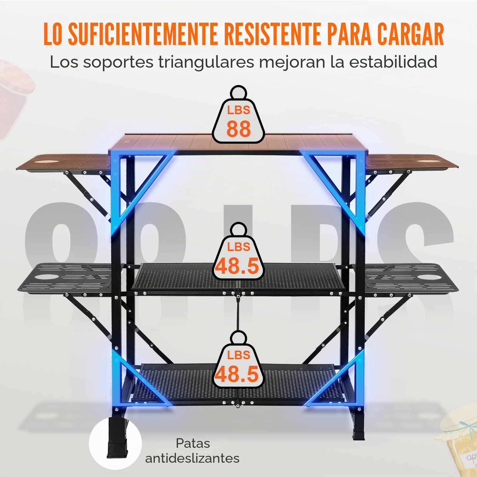 VEVOR Mesa de Cocina de Camping, Estación de Cocina Portátil Plegable con Bolsa de Transporte, Mesa de Camping de Aluminio de 126 x 46 x 81 cm para Pícnics al Aire Libre, Barbacoas, Camping