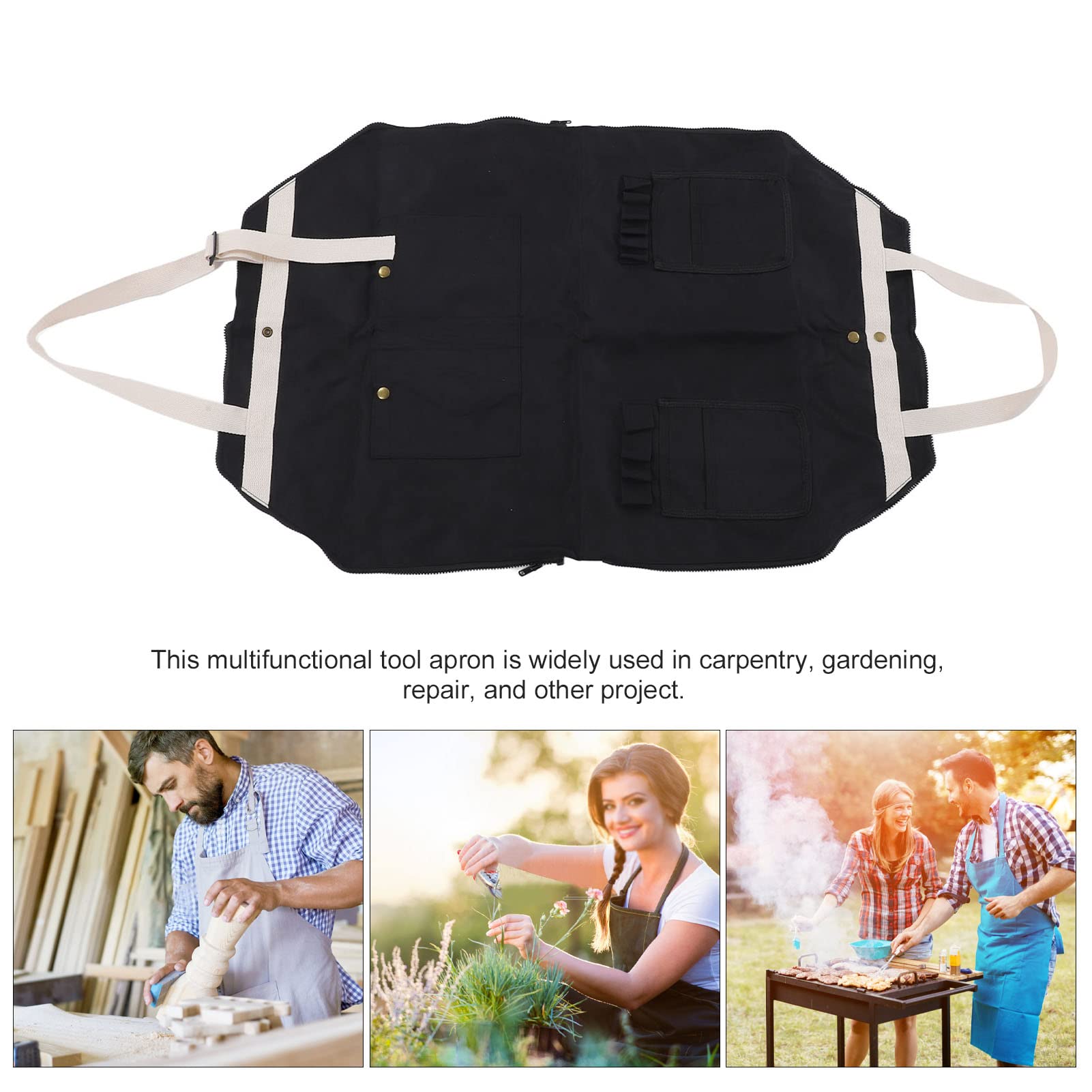 NDNCZDHC Shop Apron, Multifunctional Oxford Cloth BBQ Apron, Durable Wear Resistant Apron, Waterproof Dustproof Adjustable Strap Woodworking Apron