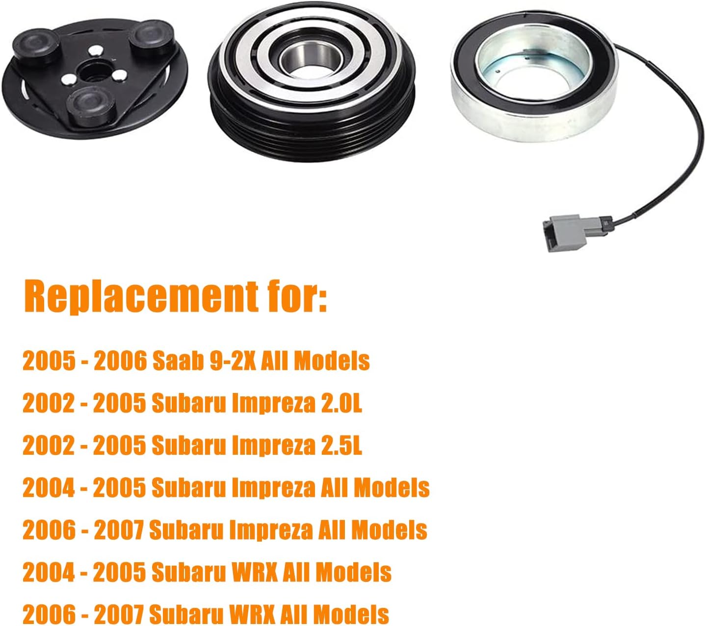 A/C Compressor Clutch Assembly Kit Plate Pulley Bearing Coil 73111FE040 Replacement for Subaru Impreza 2002-2005 & Subaru WRX 2006-2007 for AC Air Conditioning Compressor Clutch Coil Auto Repair Kit