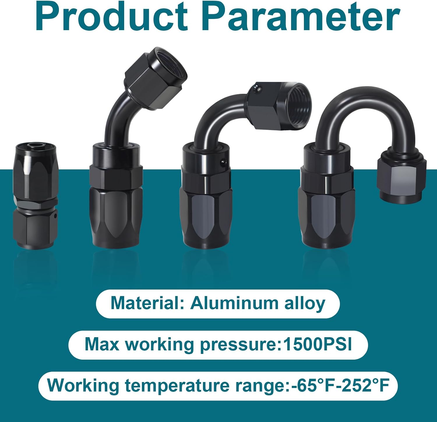 6AN Fitting, 2PCS 6AN Hose End Fittings, 6 AN 180 Degree Fittings for CPE Braided Hose(Black).