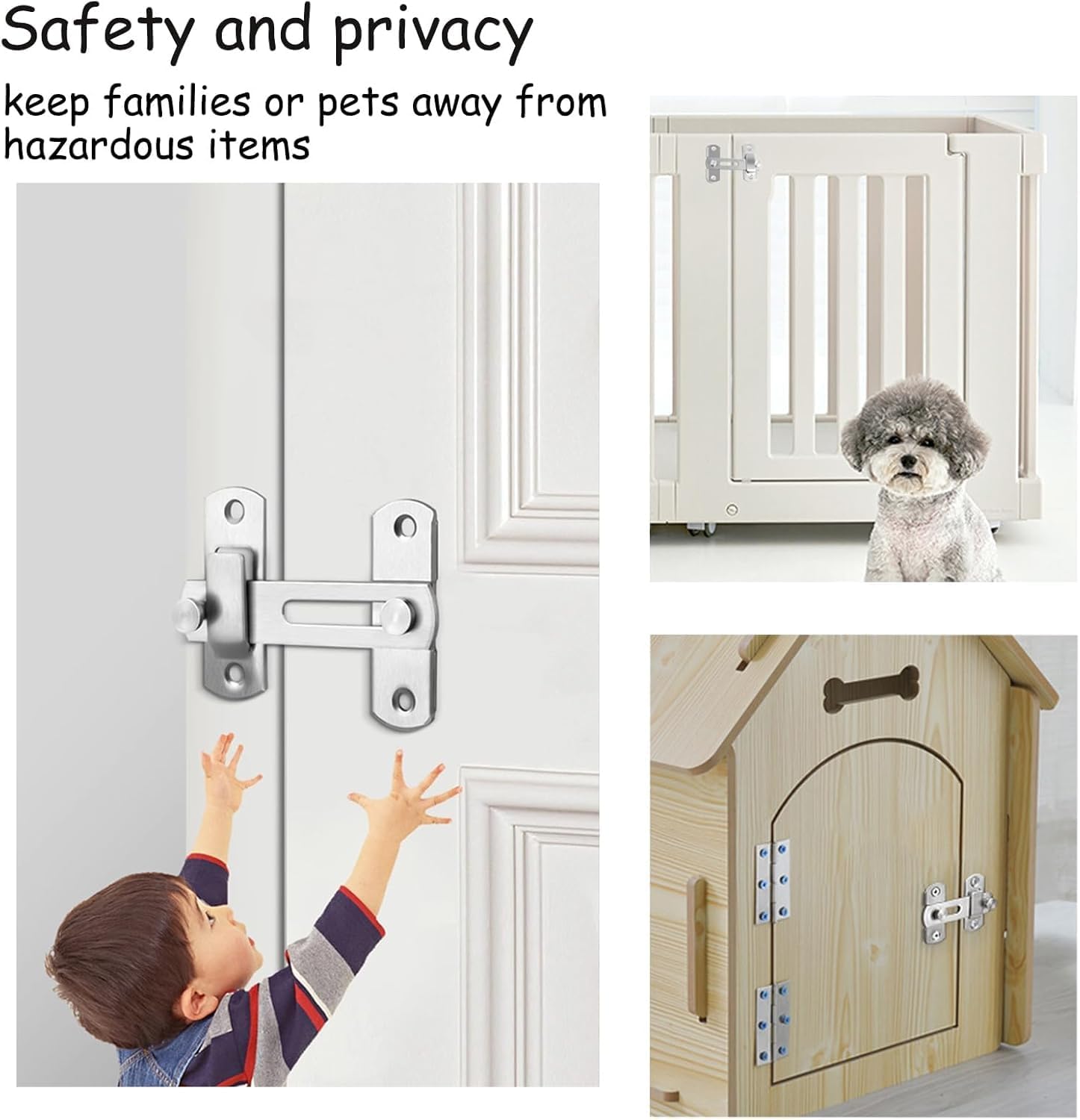 DRAAVYONEY 180 Degree Flip Sliding Barn Door Lock for Privacy - Safe Locks and Latches for Barn, Pet, Bathroom, Outdoor, Garage, Window, Sliding Door (Silver 1) 2