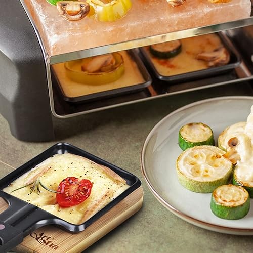 Miniatura 4 de Artestia Paquete de 8 bandejas de bambú Raclette para parrilla, platos de bambú pequeños hechos a mano resistentes al calor para barbacoa, cocina,