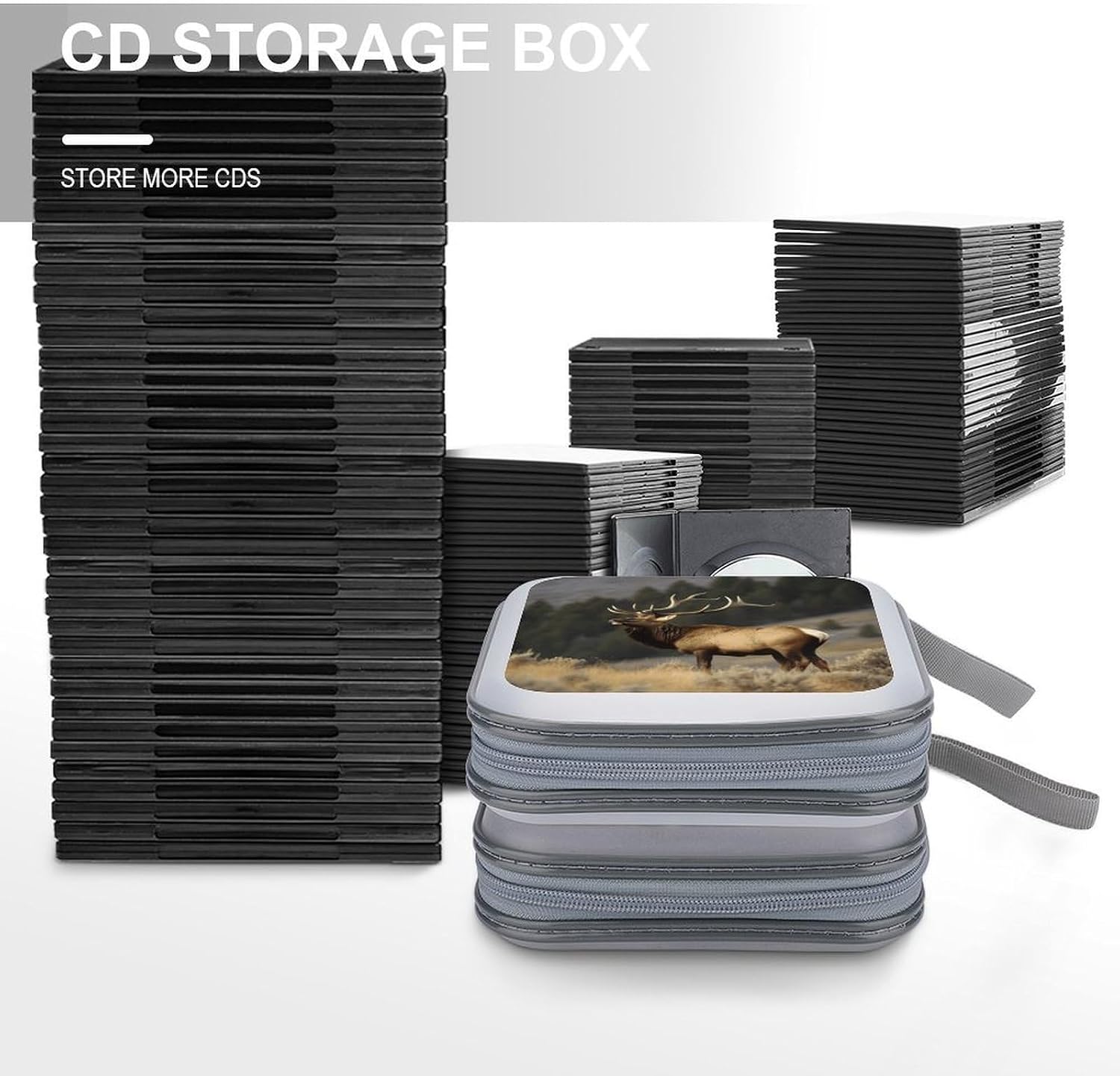 Bull Elk CD Case DVD Holder Storage Portable Carrying Binder Holder Wallet Large Storage Disc Wallet Bag Hard Plastic DVD Disc Cases Large Media Binder 40 Capacity