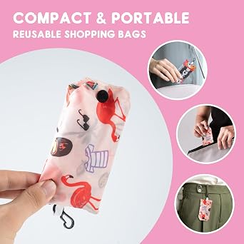 2PCS Waterproof Foldable Shopping Bag Set Reusable Shopping Bags | Foldable for Grocery Outdoor Camping Daily Use Eco Tote Bags Lightweight Durable Waterproof Reusable Shopping Bag Set