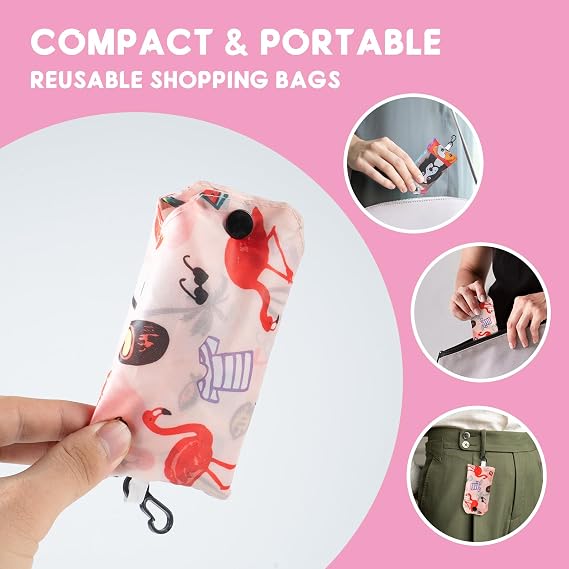 2PCS Waterproof Foldable Shopping Bag Set Reusable Shopping Bags | Foldable for Grocery Outdoor Camping Daily Use Eco Tote Bags Lightweight Durable Waterproof Reusable Shopping Bag Set
