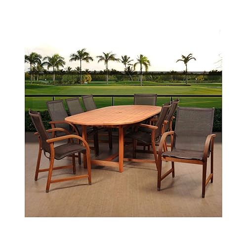 International Home Amazonia 9 Piece Extendable Oval Patio Dining Set